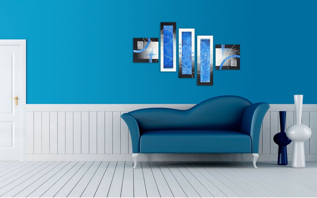 Модульная картина 792 "Синие отпечатки" фото 4