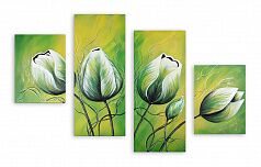 Модульная картина 614 "Зеленые тюльпаны"