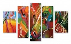 Модульная картина 322 "Цветные лошади"
